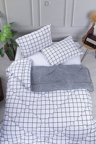 dt dejavu.teks طقم لحاف ويلسوفت مزدوج + 2 كيس وسادة |   طقم لحاف أبيض مربعات ...