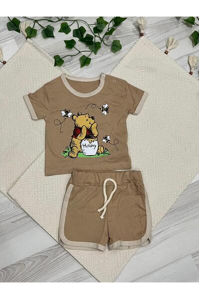 Ayı Winnie Baskılı 2'li Şortlu Takım