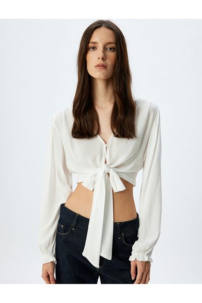 Koton White Crop Blouse For Women
