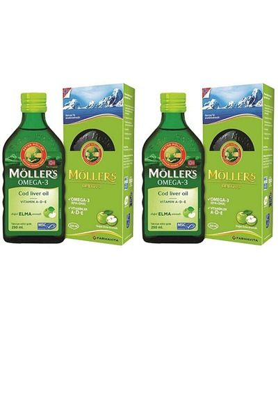 Möller's Omega 3 Apple Flavored Fish Oil 250 ml 2 Pieces