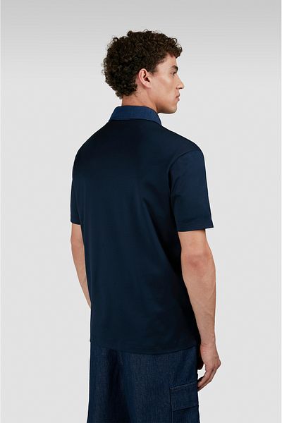 PAUL&SHARK Men's Regular Fit 100% Cotton Short Sleeve Navy Blue Polo Neck T-Shirt 25411287 -013