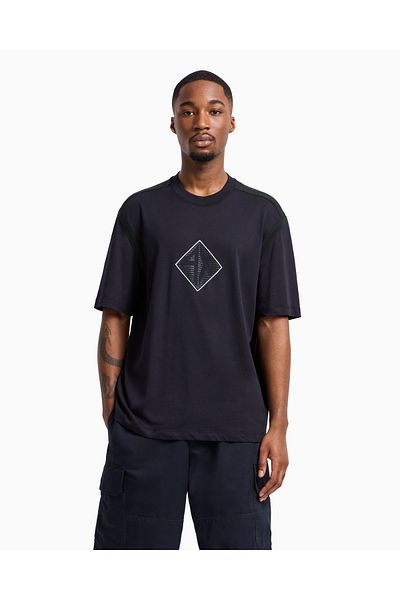 Armani Exchange Ανδρικό μπλουζάκι με κανονική εφαρμογή 100% βαμβακερό στρογγυλό λαιμό AX Navy Blue