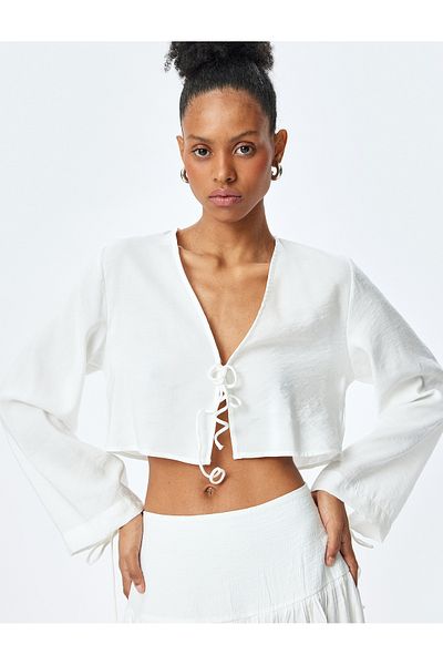 Koton White Crop Blouse For Women