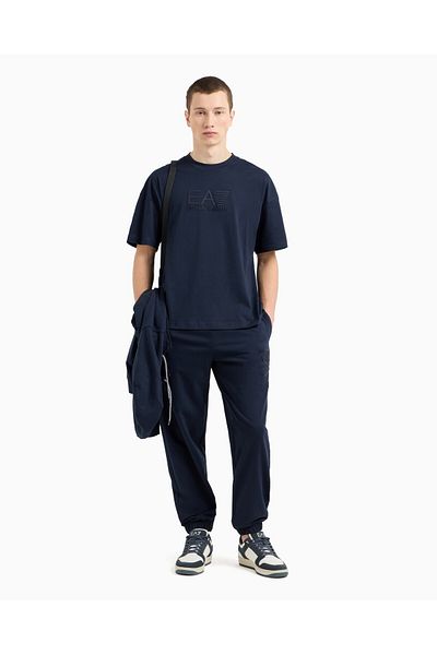 EA7 Tricou albastru cu mânecă scurtă cu model EA7 pentru bărbați, 7M 000226   AF10375-UB102
