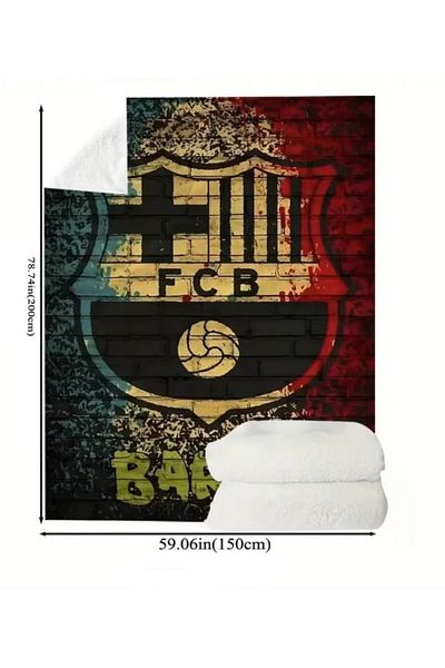 VİEW Fleece Blanket with FC Barcelona Club Logo-Super Soft -A Multi-Purpose, Perfect Gift for Barça Fans