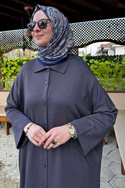 Rabia Şamlı Panço Triko Hırka Antrasit