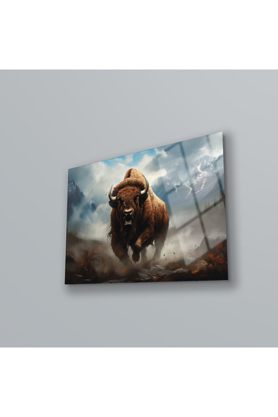 BV DEKOR Γυάλινος πίνακας με εικόνα βουβαλιού, Μοντέρνα διακόσμηση τοίχου Wil...