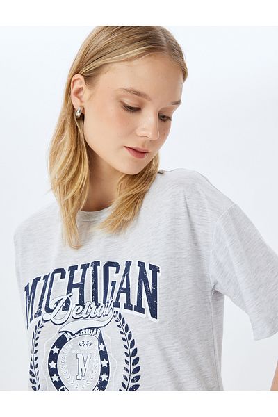 Koton New Season College Printed Crew Neck Short Sleeve Comfortable Fit T-Shirt