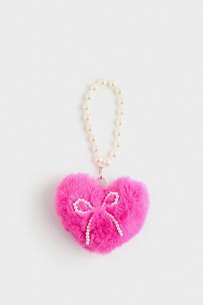 DeFacto Women's Plush Pink Heart Charm Keychain E6619Axns