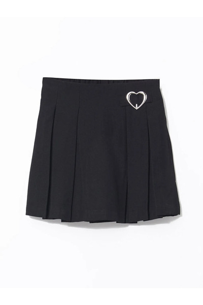 LC Waikiki Fusta scurtă pentru fetiță, neagră, cu talie elastică, plisată