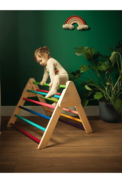 wooden destinty مثلث الذروات (مثلث التسلق الخشبي 64 سم ارتفاع × 77 سم عرض × 5...