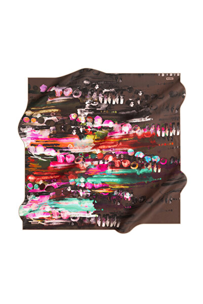 Aker Шарф з візерунком у вигляді пензля 90X90 Aker Шовковий креп-сатен