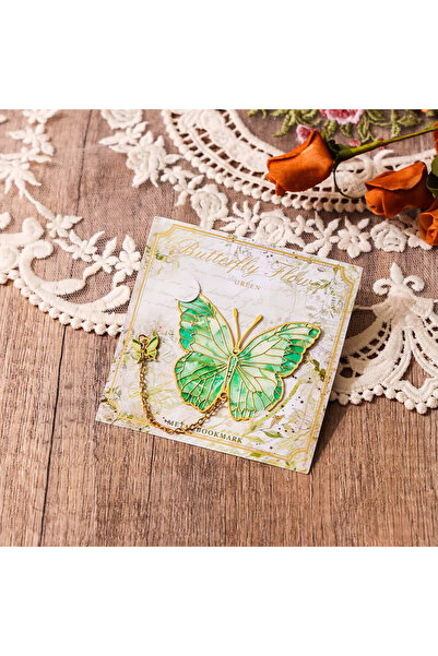 Fivy Semn de carte din metal cu lanț cu figură de fluture