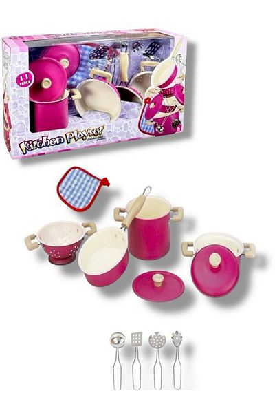SAZE Atf-3815-6A 11 Piece Pink Enamel Saucepan Pan Set
