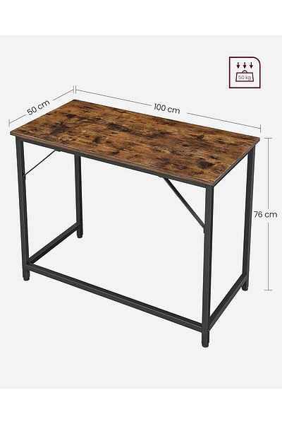 Mahmayi VASAGLE Modern Computer Desk, Industrial Laptop PC Table for Home Office - Rustic Brown and Black