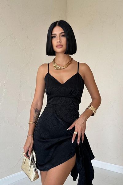 Modayakamoz Rochie asimetrică jacquard neagră