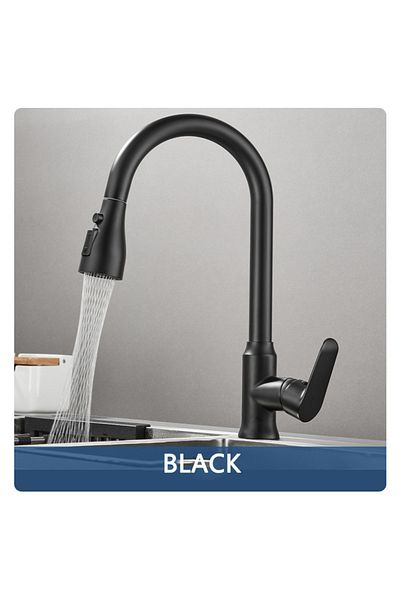 Choice Black Kitchen Faucet Single Hole Pull Out Spout Kitchen Sink Mixer Tap Stream Sprayer Head Chrome/Bl