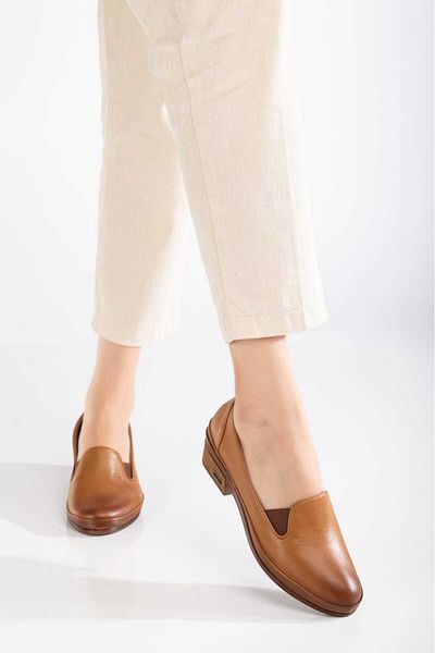 AYAKKABİSEPETİ Taba Genuine Leather Mother Comfort Shoes