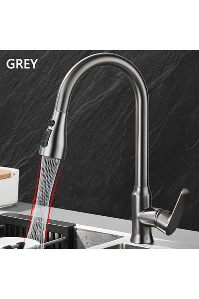 Choice Grey Kitchen Faucet Single Hole Pull Out Spout Kitchen Sink Mixer Tap Stream Sprayer Head Chrome/Bla