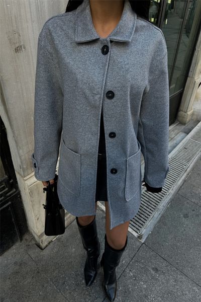 modaserdem    Kaşe Jacket 4 Button Model - Gray