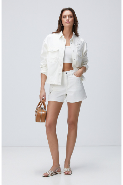 Network Beyaz Denim Şort