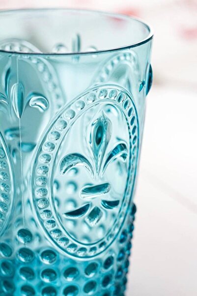 Depa Set of 6 Acrylic Aquamarine Short Cups & Water Soft Drinks - 400ml Coffee Side Cup (Not Glass)