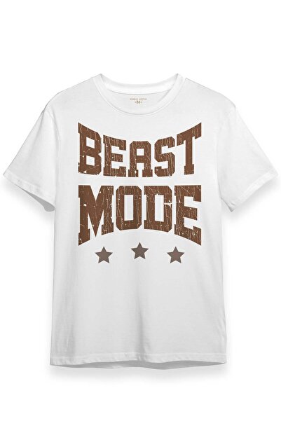 Kendim Seçtim White Unisex T-Shirt Beast Mode Gym Fitness Sports Animal White...