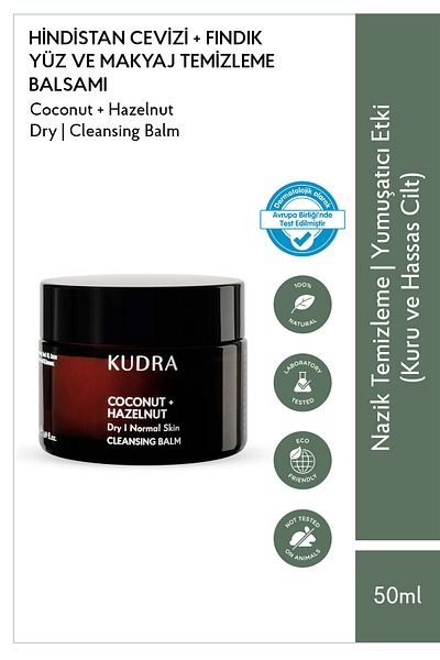 Kudra Nut Coconut Oil Purifying, Natural Face and Make-Up Removal Balm 50 ml