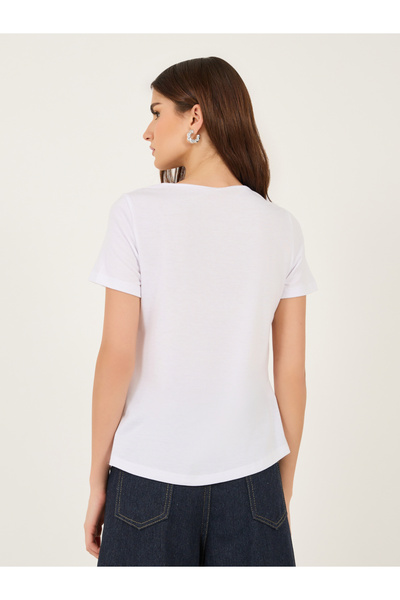 Diva By Styli Solid Regular Fit T-Shirt with Cut-Out Detail