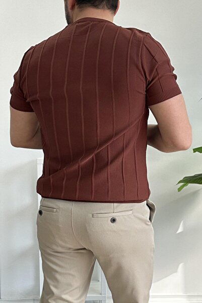 Edwox Ανδρικό μπλουζάκι με μοτίβο με λαιμόκοψη πλακάκι Edw260