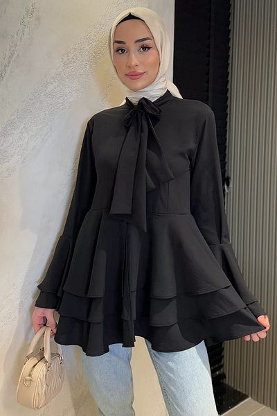 julude الحجاب الأسود مطوي سترة الشيفون