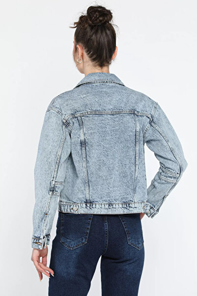 GÜLSELİ Ice Blue Women's Jean Denim Jacket