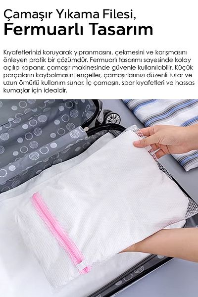 Meleni Home Colorful Zippered 3-Piece Laundry Net - Protective Bag Different Sizes