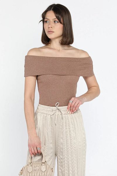 GÜLSELİ Καφέ γυναικεία μπλούζα Madonna Collar Camisole