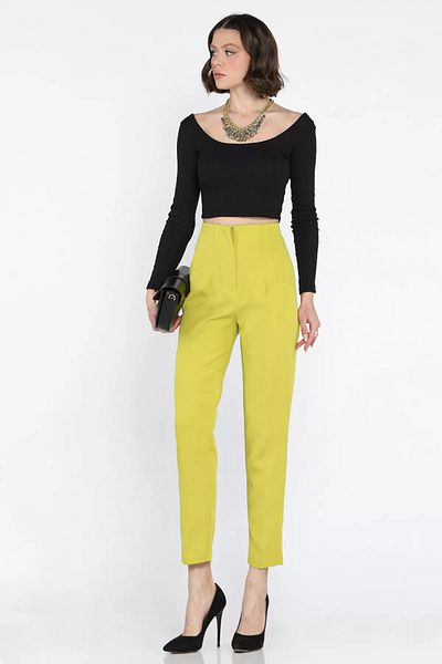 GÜLSELİ Oil Green Women's Pipe Leg Trousers