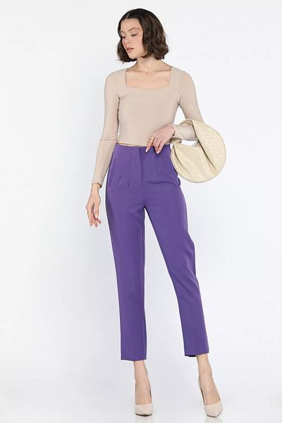 GÜLSELİ Purple Women's Pipe Leg Trousers