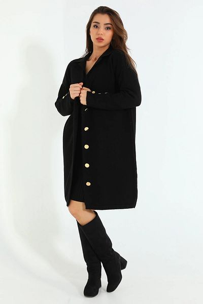 GÜLSELİ Black Women's Front Buttoned Loose Knitwear Cardigan