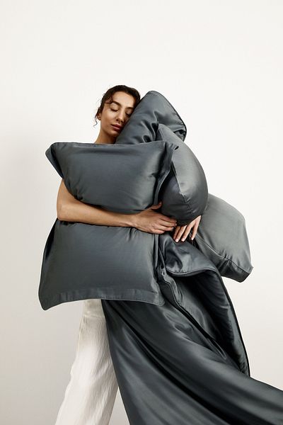 Linens Lyocell Double Duvet Cover Anthracite