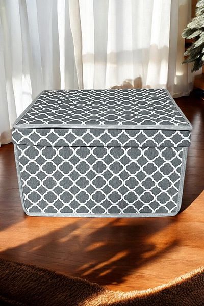 VAYBE 3 PCS Mini Storage Box, Box Storage Bag, Box, Organizer, Toy Box Gray Chain Pattern 30x40x25
