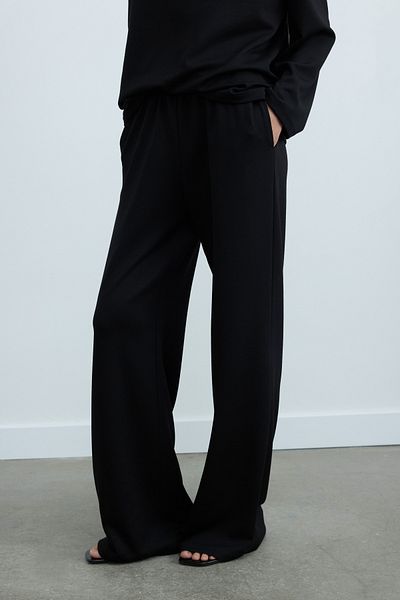 Suud Collection Black Luna Straight Cut Loose Trousers