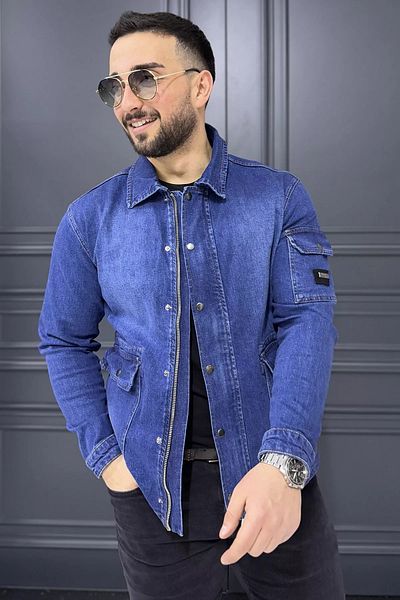 MİSHAR İTALİA Мъжко дънково яке с цип и детайли