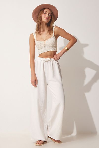 Lovelyİstanbul Off-White Trousers Loose Pouch Lbh0006