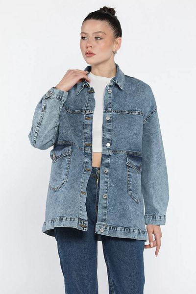 GÜLSELİ Jachetă de blugi pentru femei Ice Blue