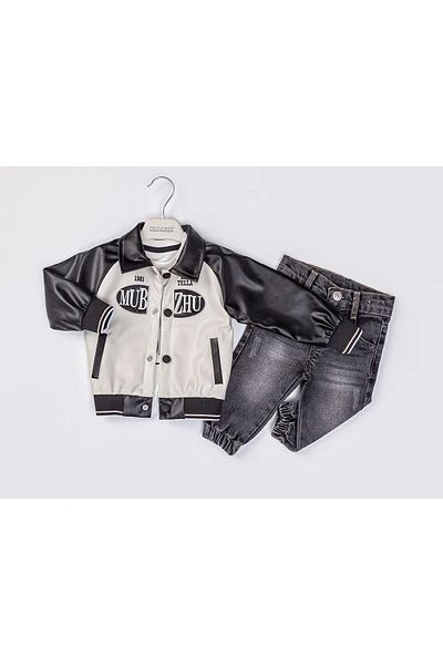 Concept Tela Kids Male Bebe Team 3'Li 6/18 Months Leather Seeing Coat Journey Jacket Field Sleeves Elastic Waist