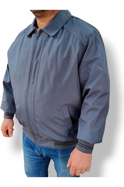Ünal Giyim Large Size Seasonal Dad Coat with Collar, Sleeve and Waist Part with Elastic