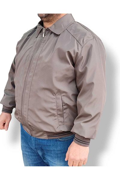 Ünal Giyim Large Size Seasonal Dad Coat with Collar, Sleeve and Waist Part with Elastic
