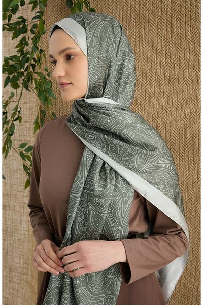 Fatma Atasoy Μεταξωτό σάλι Estelia Soft Khaki Voile
