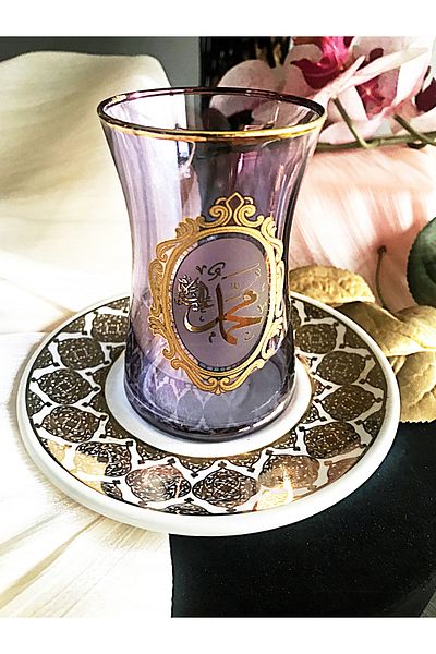 DECOSTYLE Gold Lustre Porcelain Plate 6 Personality with a Statue 12 Pieces Tea Set 160 Cc