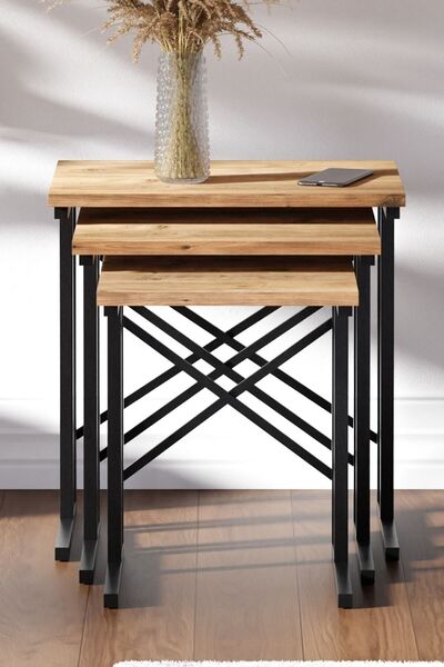 Ceramical Zg2 Nesting Table , Coffee Table Set Of 3 , Home Small Space - Pine