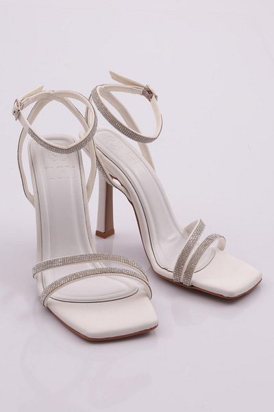 DGN 2026 Sandale cu toc pentru femei Silver Stone